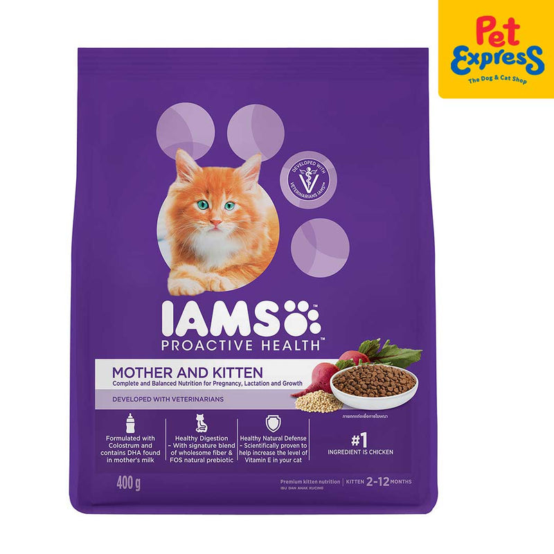 IAMS Mother and Kitten Dry Cat Food 400g_front