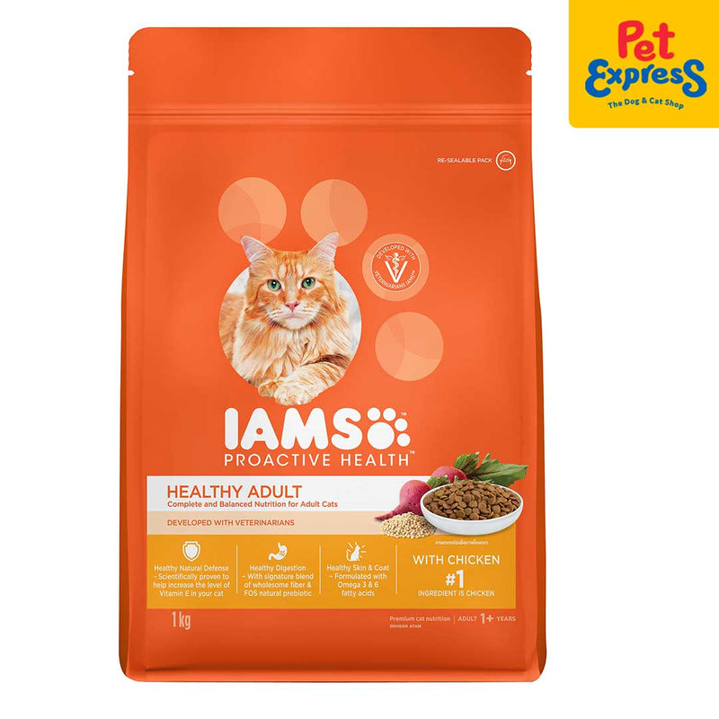 IAMS Adult Chicken Dry Cat Food 1kg_front