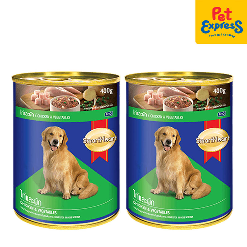 SmartHeart Adult Chicken and Vegetables Wet Dog Food 400g (2 cans)