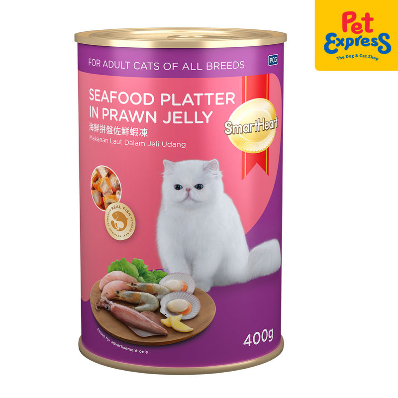 SmartHeart Adult Seafood Platter in Prawn Jelly Wet Cat Food 400g (2 cans)