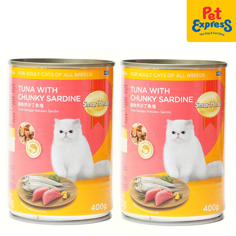 SmartHeart Adult Tuna with Chunky Sardine Wet Cat Food 400g (2 cans)