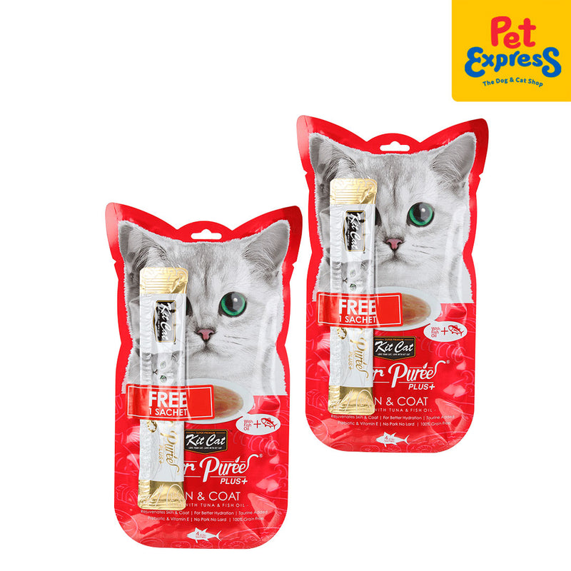 Kit Cat Purr Puree Plus Tuna Skin and Coat Care Cat Treats 15gx4 (2 packs)