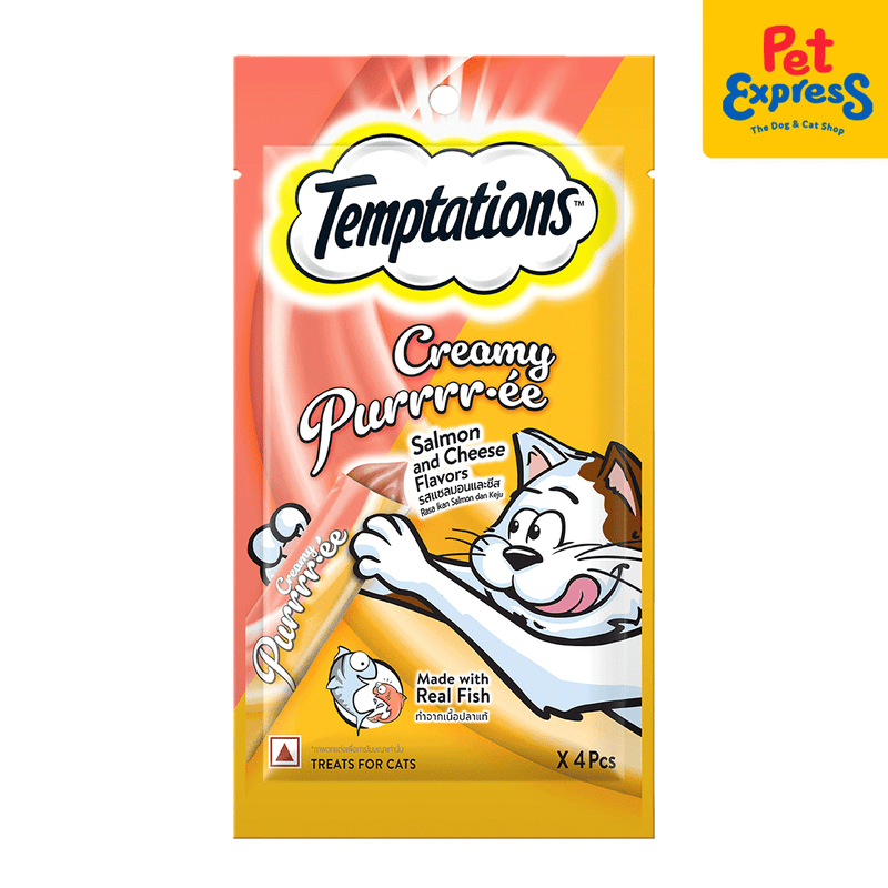 Temptations Creamy Puree Salmon and Cheese Cat Treats 48g