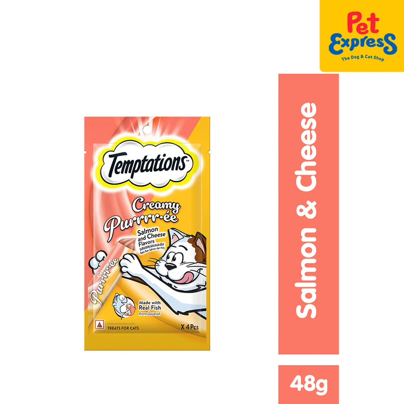 Temptations Creamy Puree Salmon and Cheese Cat Treats 48g