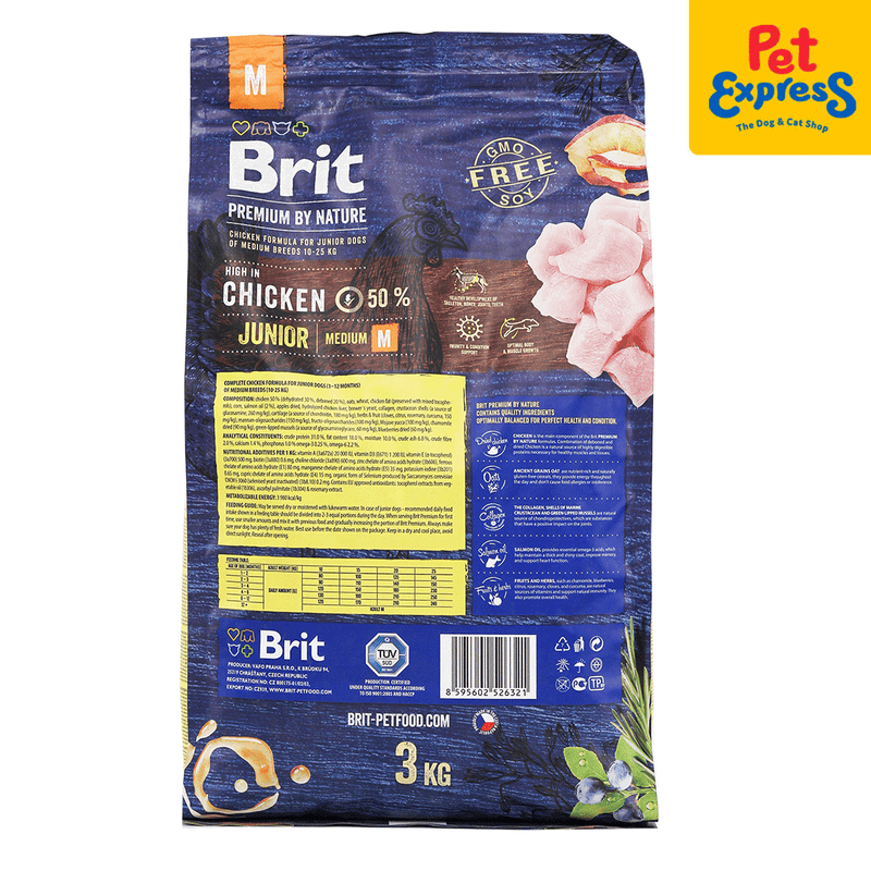 Brit Premium by Nature Puppy Medium Breed Chicken Dry Dog Food 3kg