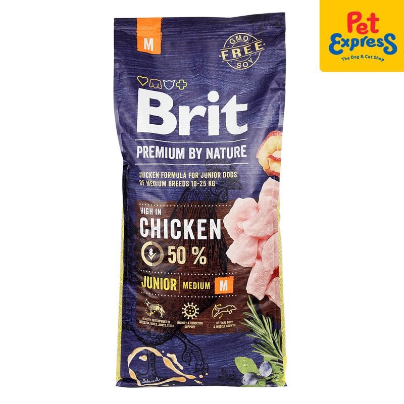 Brit Premium by Nature Puppy Medium Breed Chicken Dry Dog Food 15kg