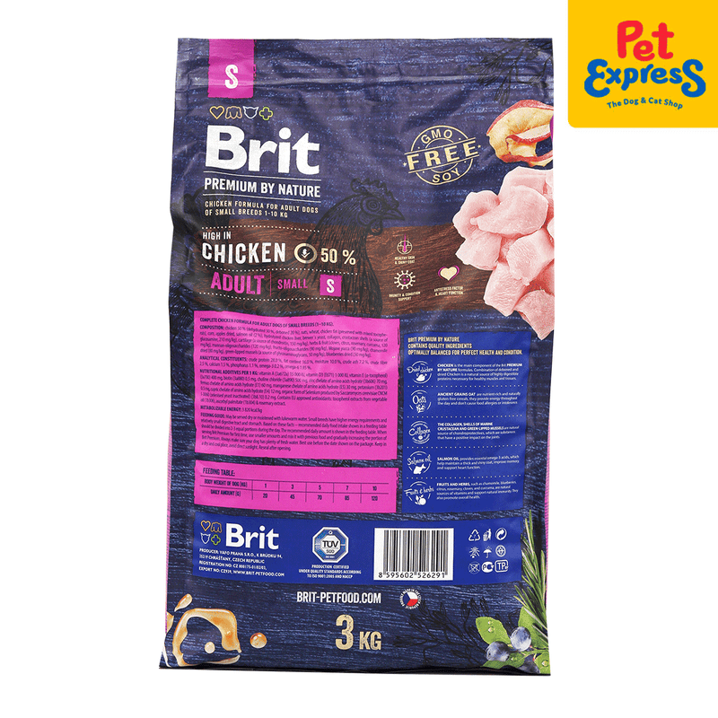 Brit Premium by Nature Adult Small Breed Chicken Dry Dog Food 3kg_back