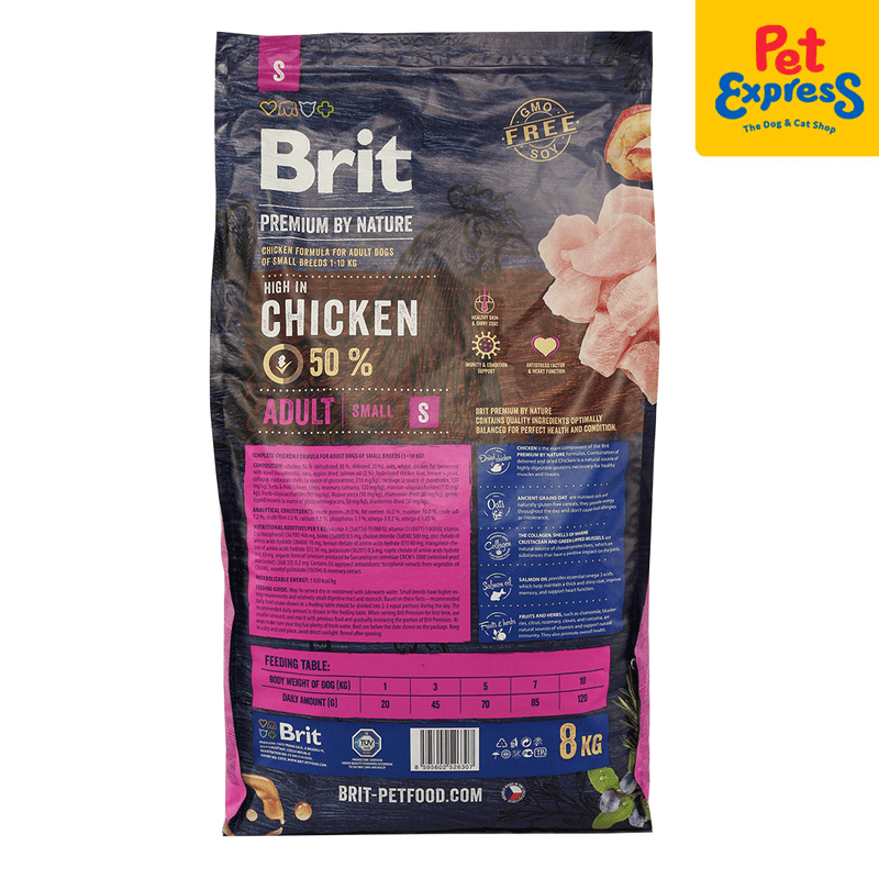 Brit Premium by Nature Adult Small Breed Chicken Dry Dog Food 8kg_back