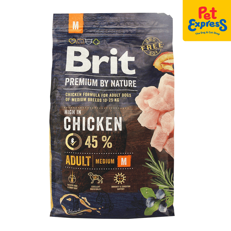 Brit Premium by Nature Adult Medium Breed Chicken Dry Dog Food 3kg_front