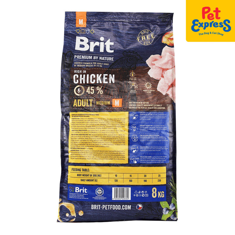 Brit Premium by Nature Adult Medium Breed Chicken Dry Dog Food 8kg_back