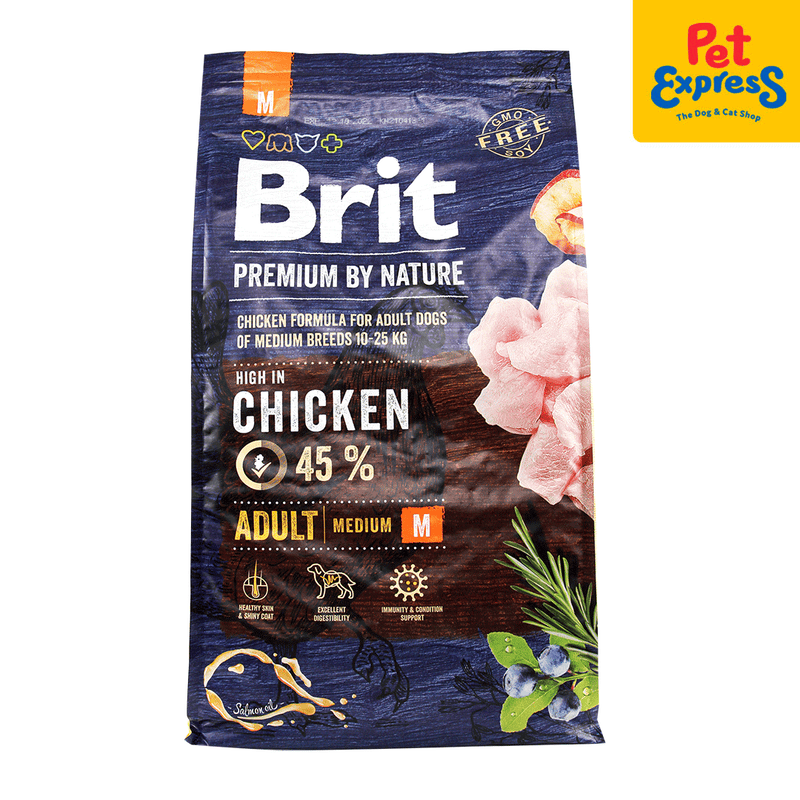 Brit Premium by Nature Adult Medium Breed Chicken Dry Dog Food 8kg-front