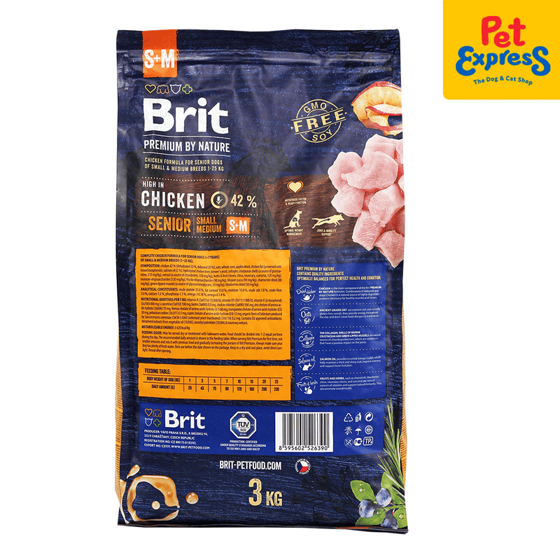 Brit Premium by Nature Senior Small and Medium Breed Chicken Dry Dog Food 3kg_back