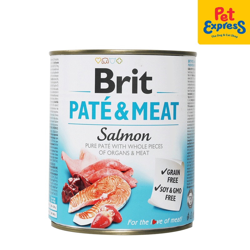 Brit Pate and Meat Salmon Wet Dog Food 800g_front