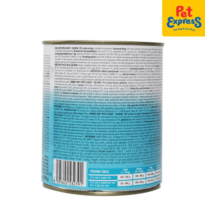 Brit Pate and Meat Salmon Wet Dog Food 800g_side