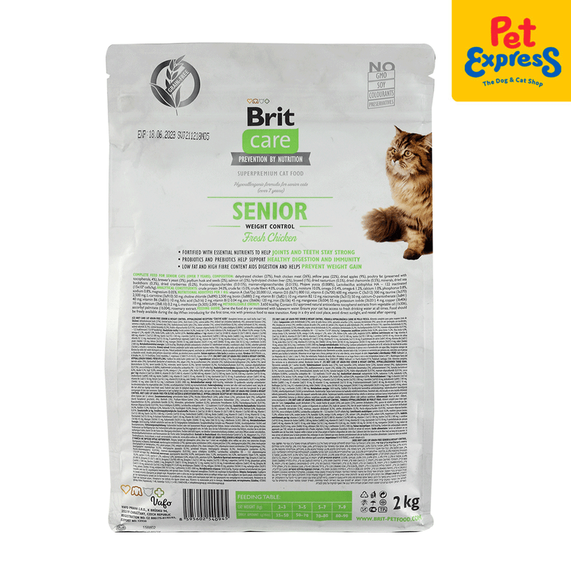 Brit Care Senior Grain Free Weight Control Dry Cat Food 2kg_back