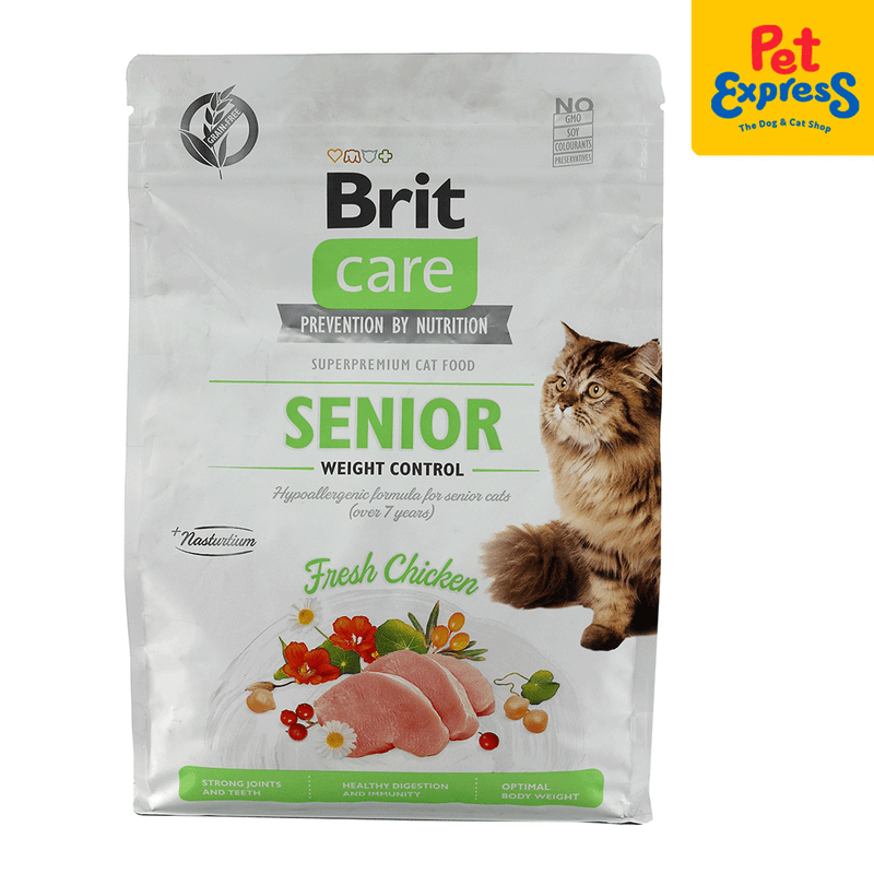 Brit Care Senior Grain Free Weight Control Dry Cat Food 2kg_front