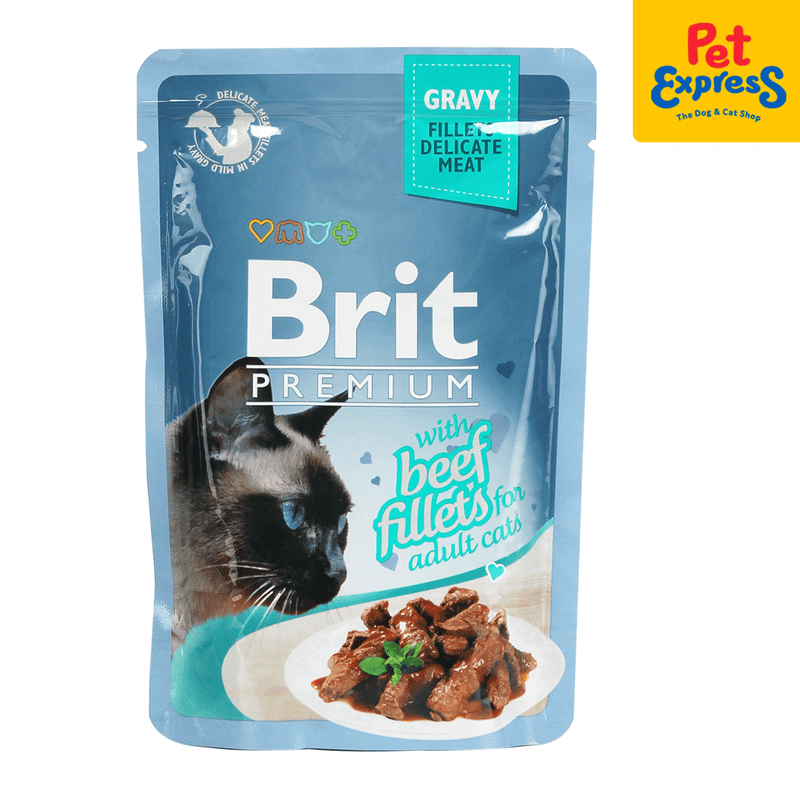 Brit Premium Adult Beef Fillet in Gravy Wet Cat Food 85g (24 pouches)_front