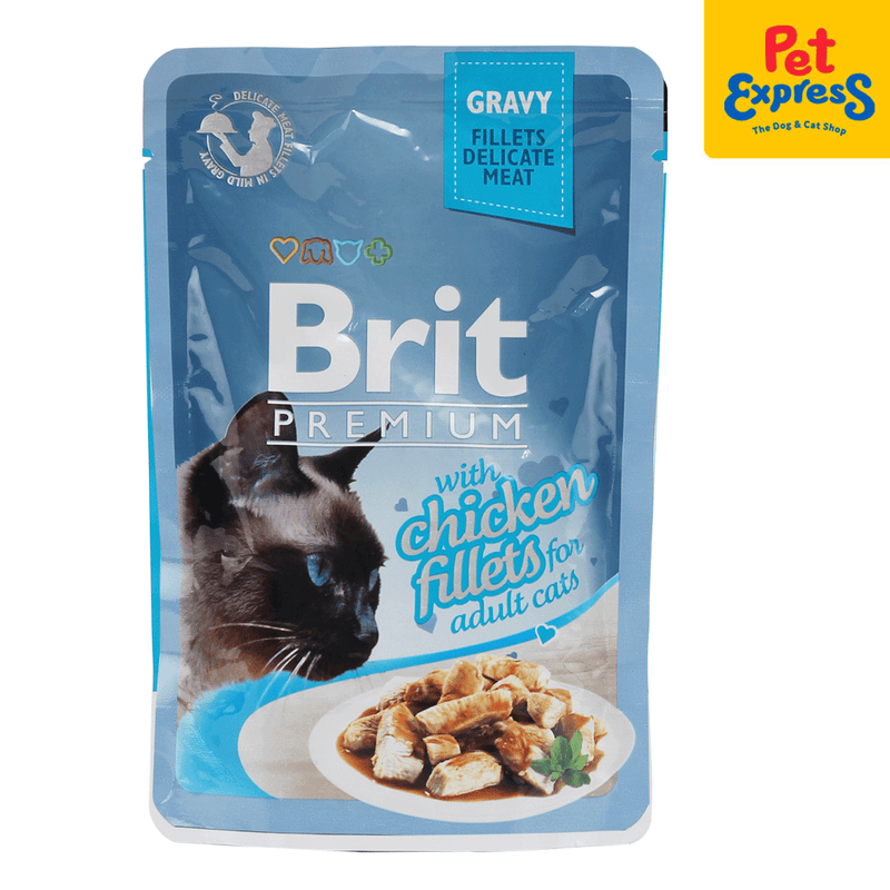 Brit Premium Adult Chicken Fillet in Gravy Wet Cat Food 85g (24 pouches)_front