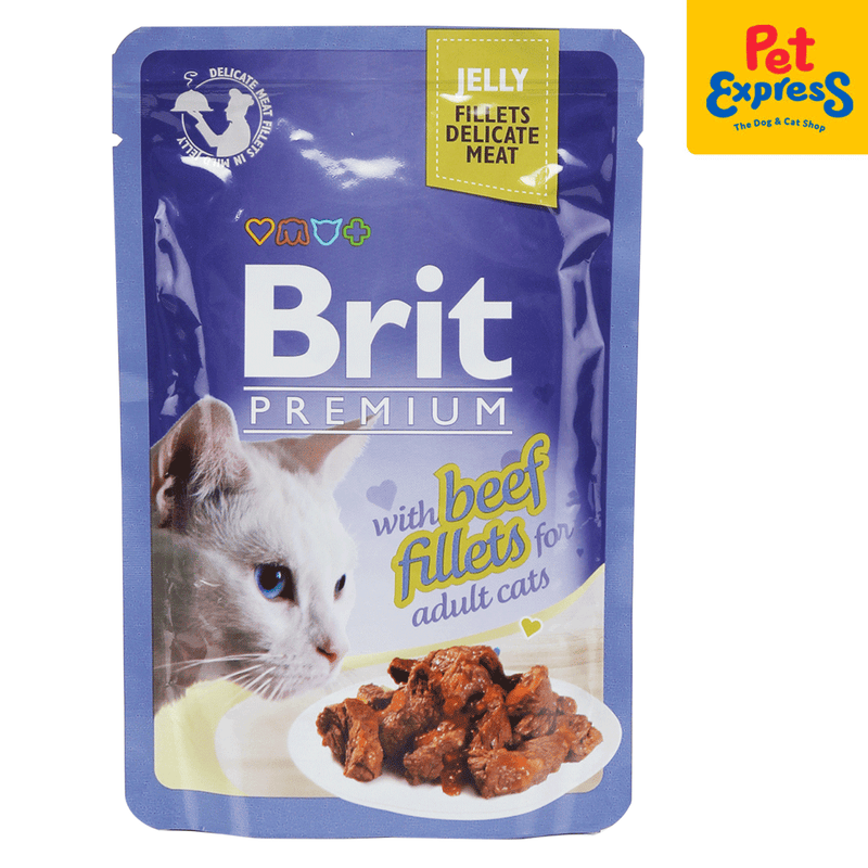 Brit Premium Adult Beef Fillet in Jelly Wet Cat Food 85g (24 pouches)
