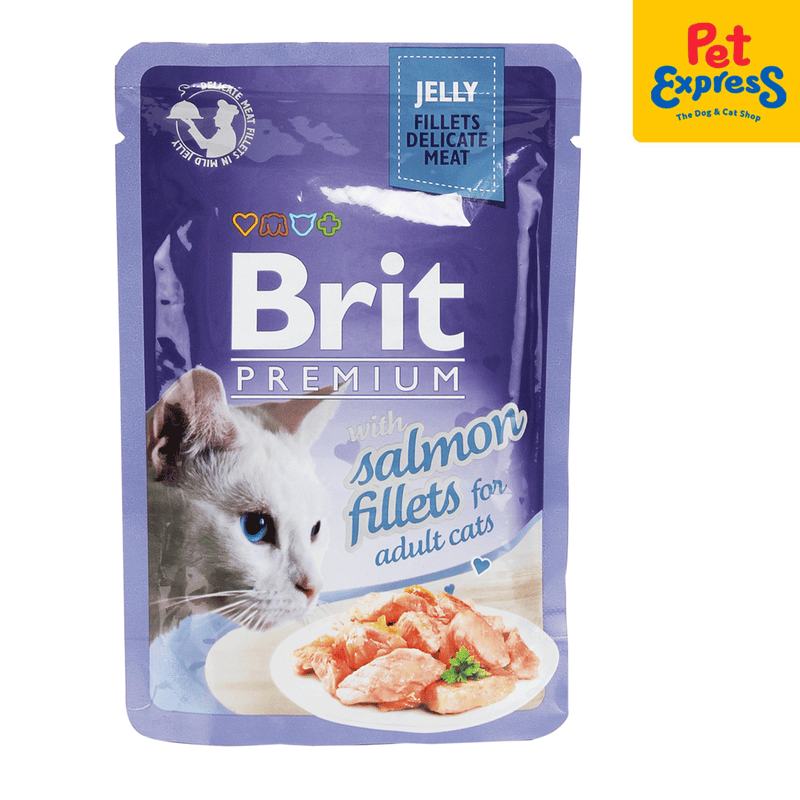 Brit Premium Adult Salmon Fillet in Jelly Wet Cat Food 85g (24 pouches)_front