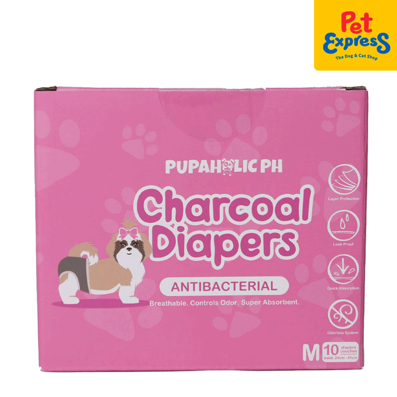 Pupaholic Antibacterial Charcoal Female Dog Diaper 10s