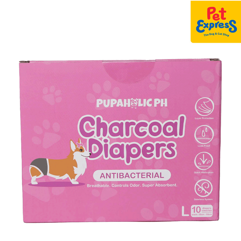 Pupaholic Antibacterial Charcoal Female Dog Diaper 10s