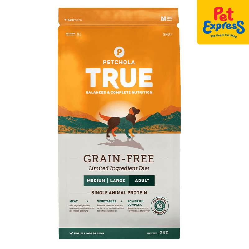 Petchola True Grain Free Adult Medium and Large Dry Dog Food 3kg