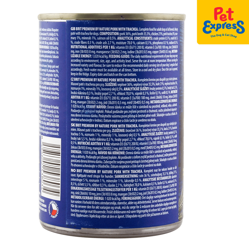 Brit Premium by Nature Pork with Trachea Wet Dog Food 400g (2 cans)