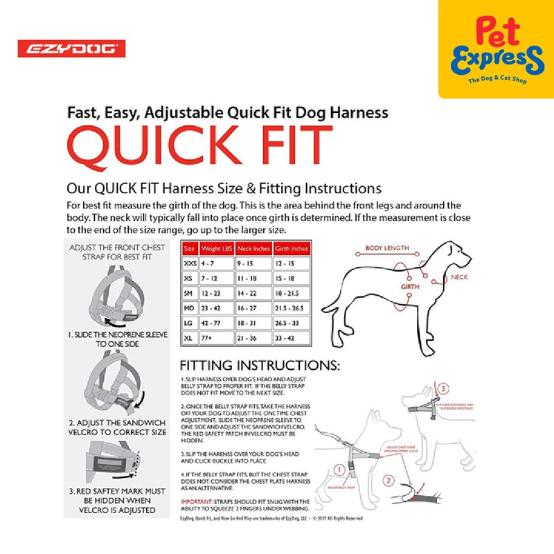 EzyDog Quickfit Dog Harness Medium Denim