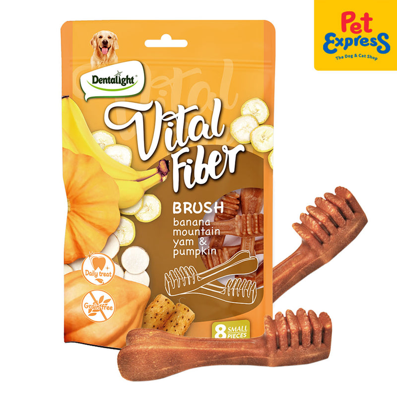 Dentalight Vital Fiber Grain Free Dental Brush Banana, Mountain Yam, Pumpkin Dog Treats 8s 80g