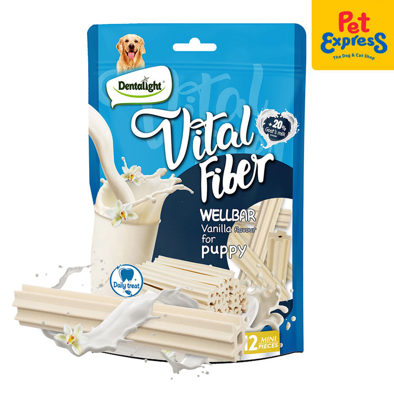 Dentalight Vital Fiber Puppy Soft Wellbar Stick Vanilla Dog Treats 12s 80g