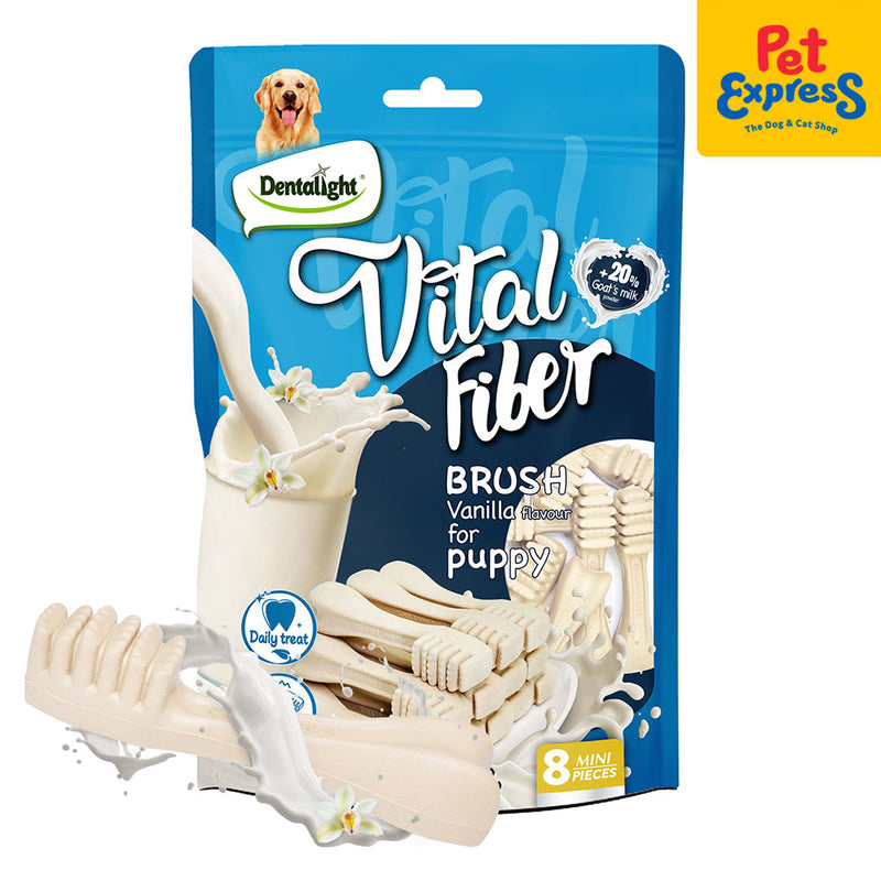 Dentalight Vital Fiber Puppy Soft Dental Brush Vanilla Dog Treats 8s