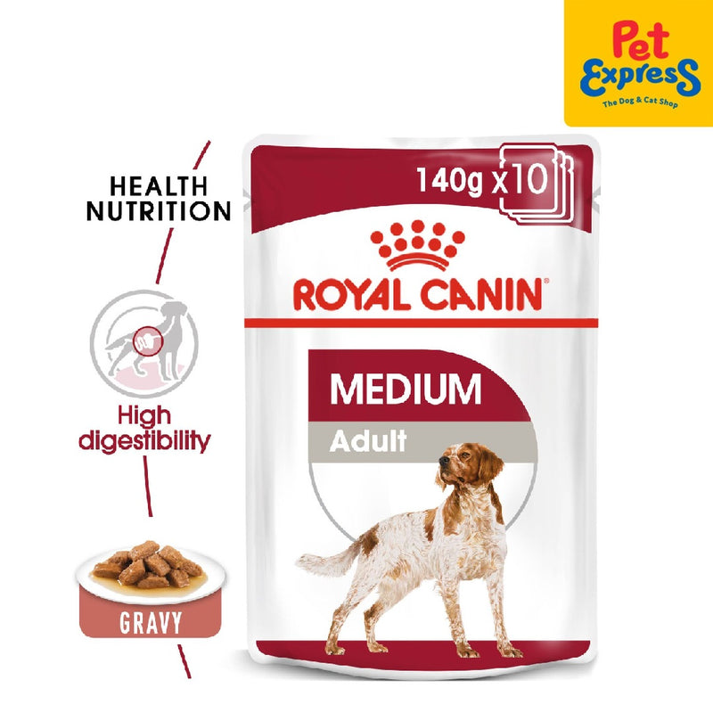 Royal Canin Size Health Nutrition Adult Medium Wet Dog Food 140g (10 pouches)