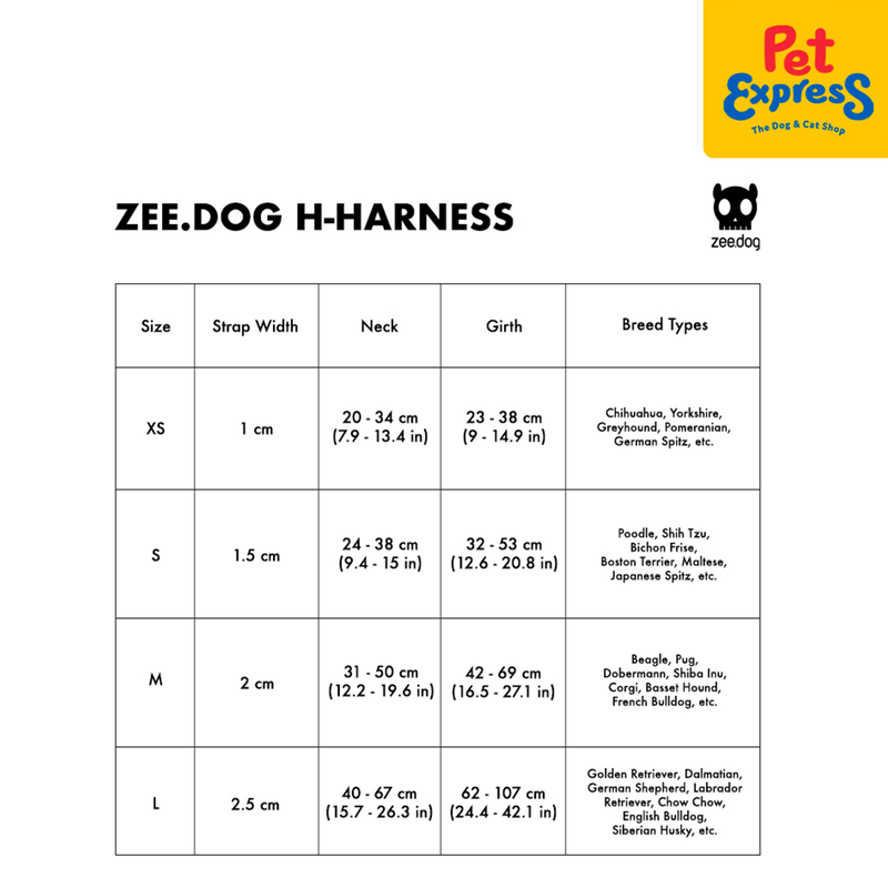 Zee Dog Lola Dog H-Harness_size