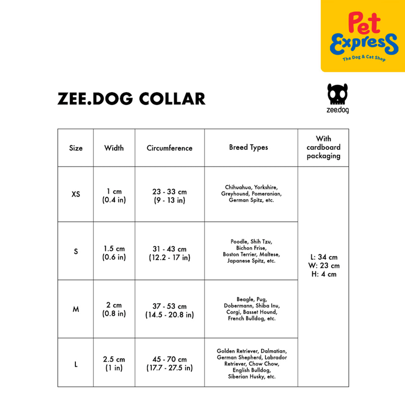 Zee Dog Neopro Dog Collar Blue_size